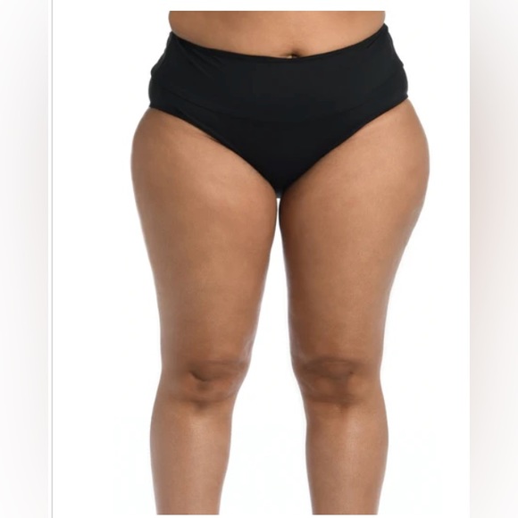 24th & Ocean Other - 24TH & OCEAN NWT Solid Mid Waist Spliced Swim Bikini Bottom 18W Black $58